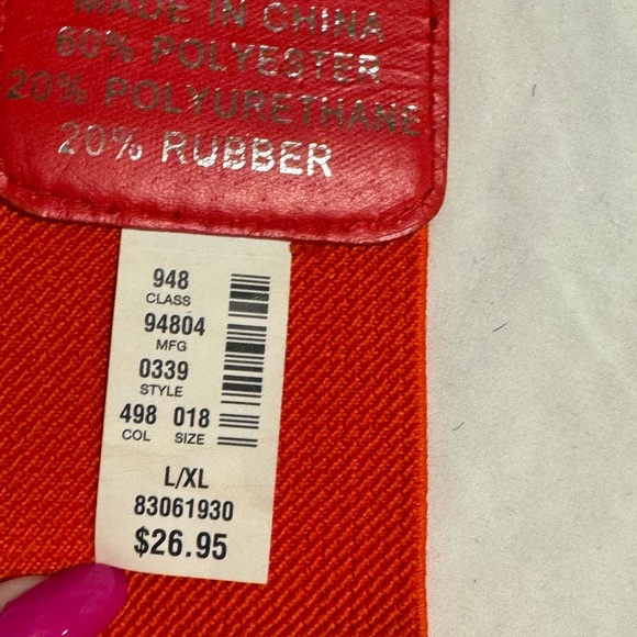 Y2K Gold Geometric Wide Stretch Belt New York & Co Interlock L/XL Orange 90s - Picture 6 of 14